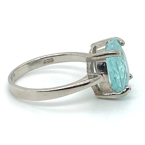 Paraiba Tourmaline 4.14ct Platinum Finish Solid 925 Sterling Silver Ring - Picture 4 of 6